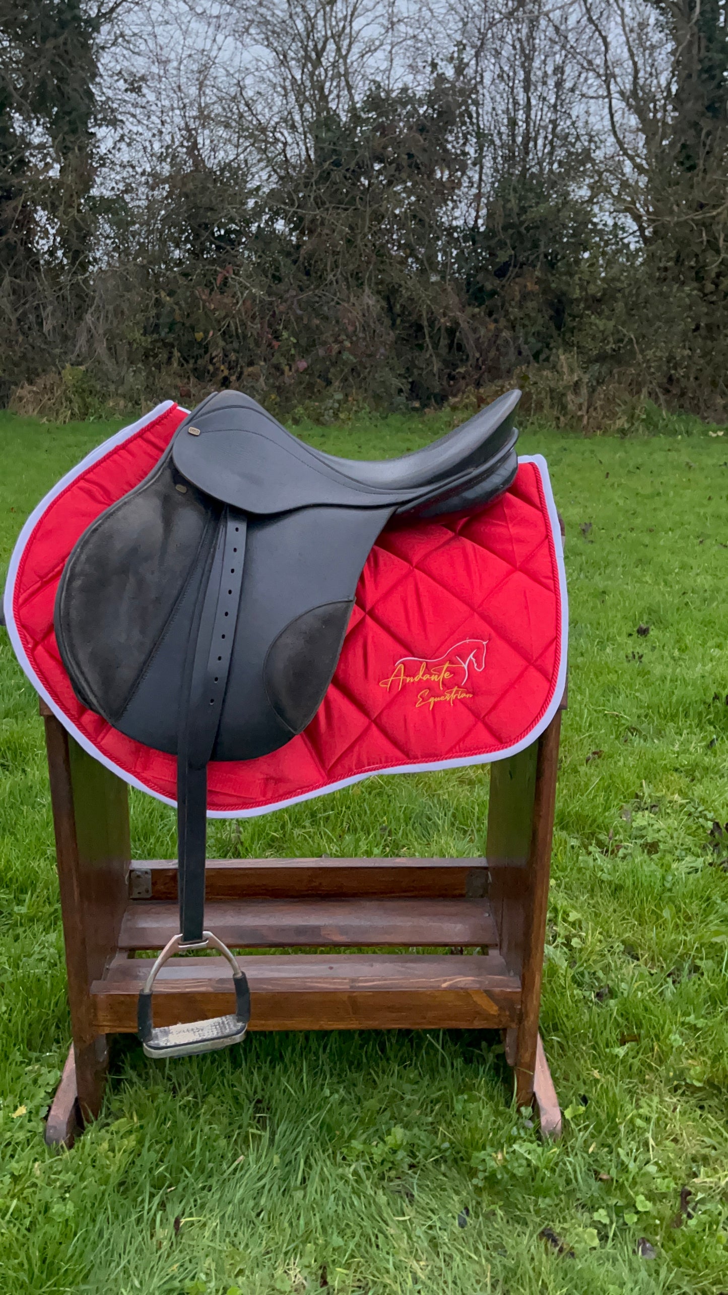 Ruby Red Satin Saddle Pad & Fly Bonnet Set