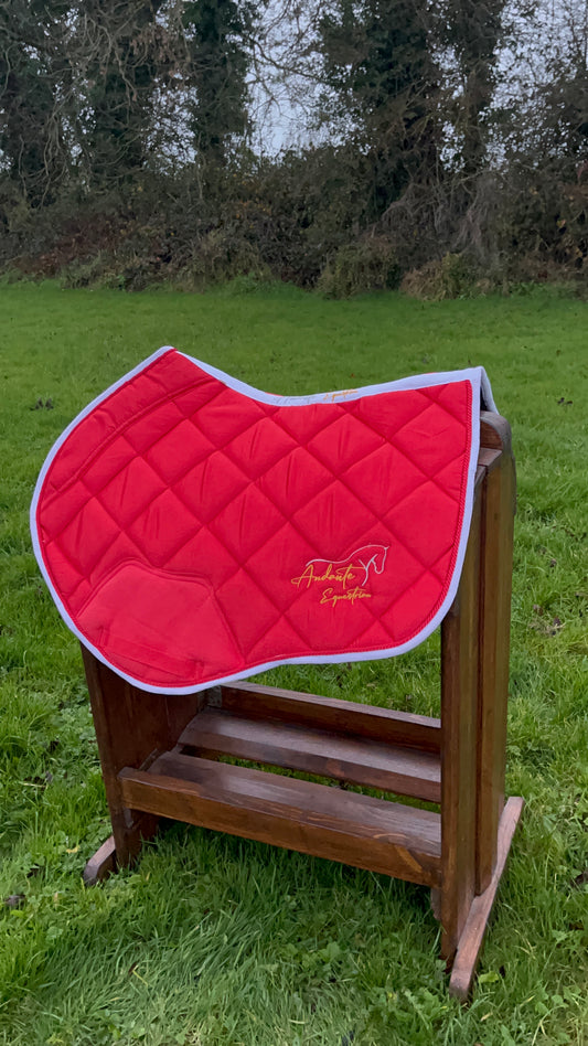 Ruby Red Satin Saddle Pad & Fly Bonnet Set