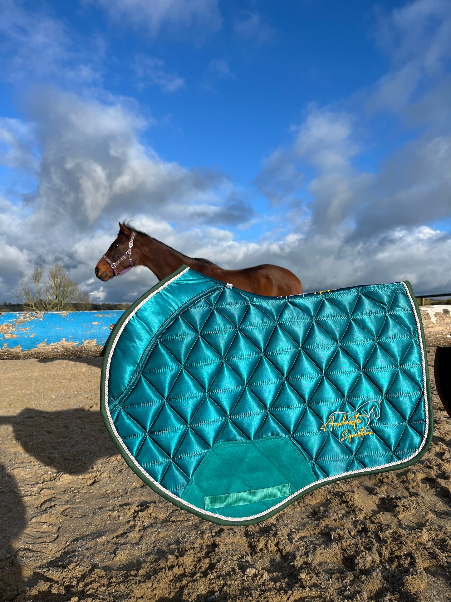 Emerald Green Satin Saddle Pad & Fly Bonnet Set