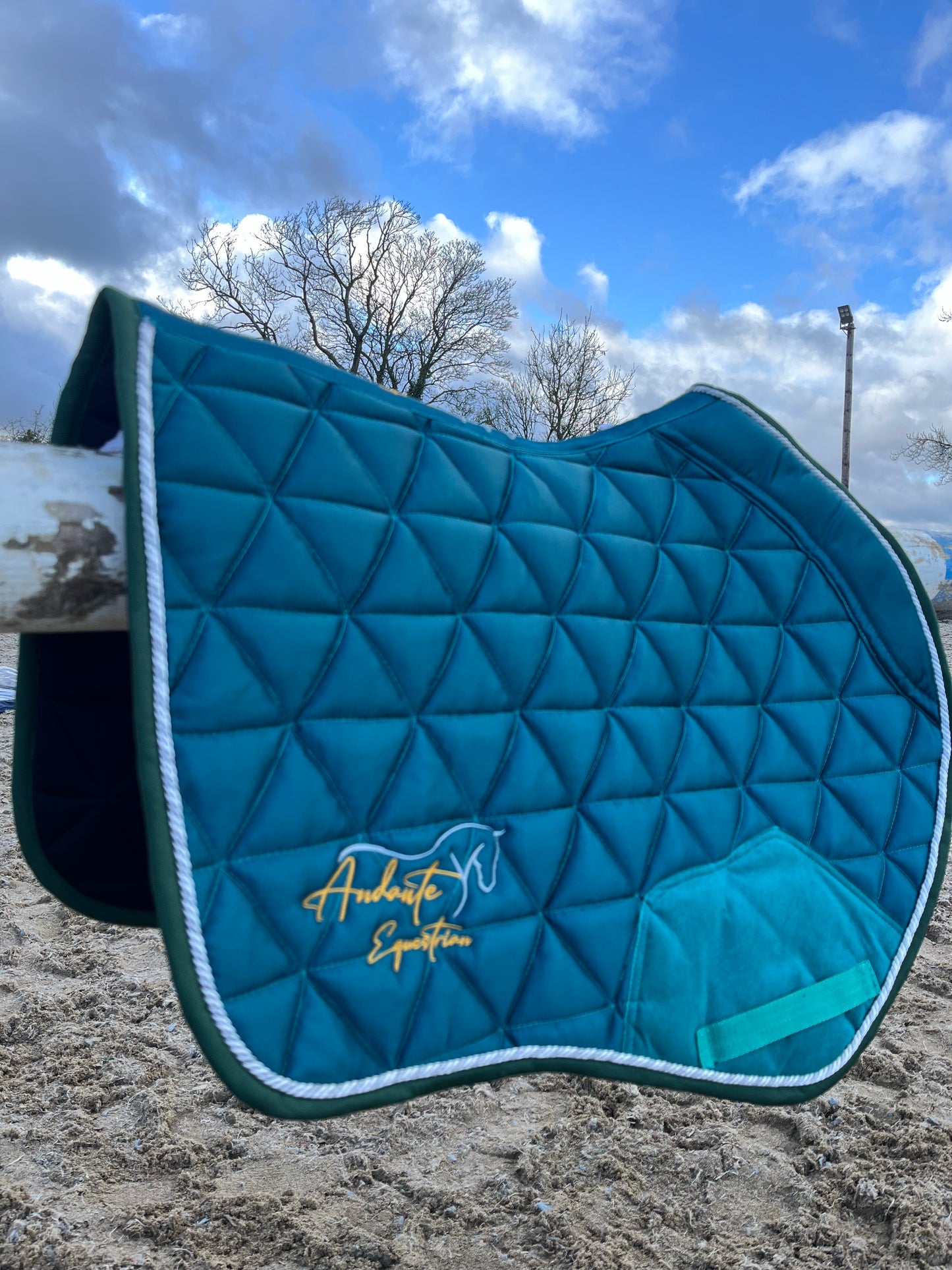 Emerald Green Satin Saddle Pad & Fly Bonnet Set