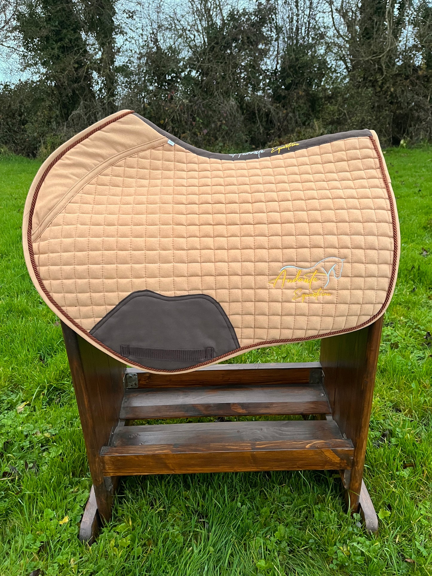 Caramel Suede Saddle Pad & Fly Bonnet Set