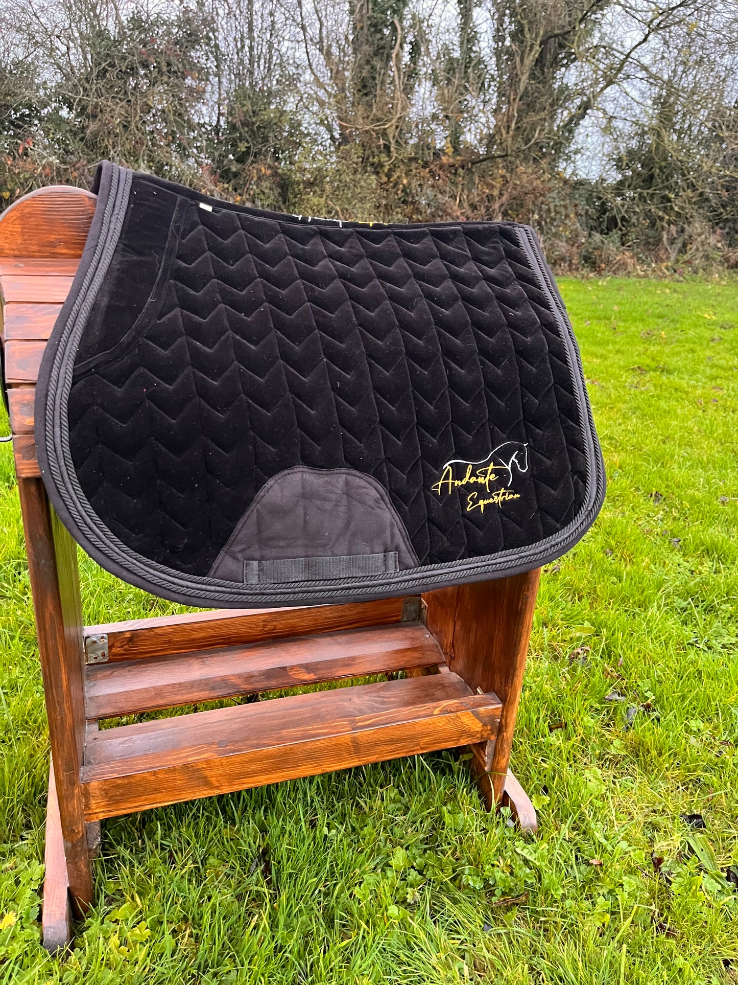 Black Velvet & Glitter Saddle Pad & Fly Bonnet Set