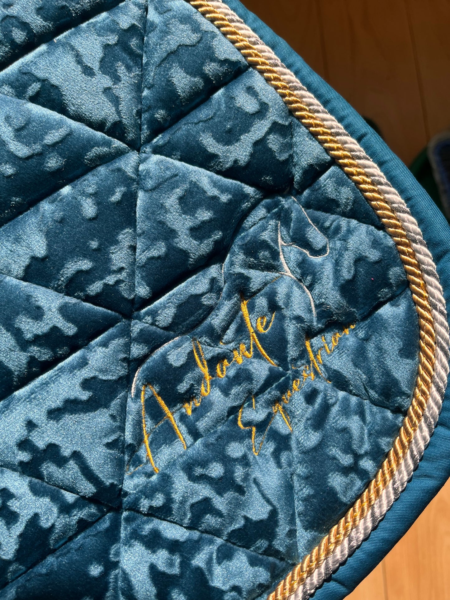 Teal Velvet Saddle Pad & Fly Bonnet Set