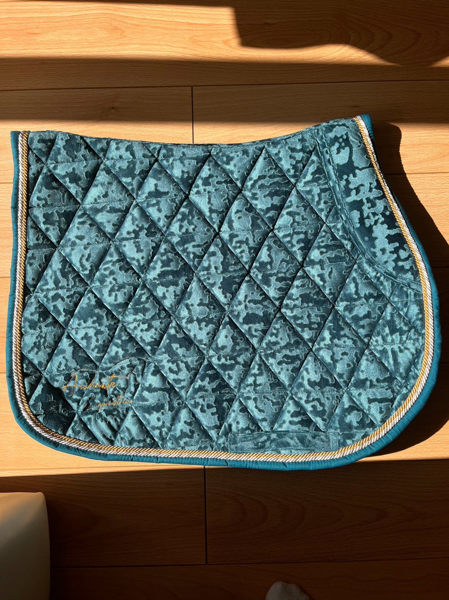 Teal Velvet Saddle Pad & Fly Bonnet Set