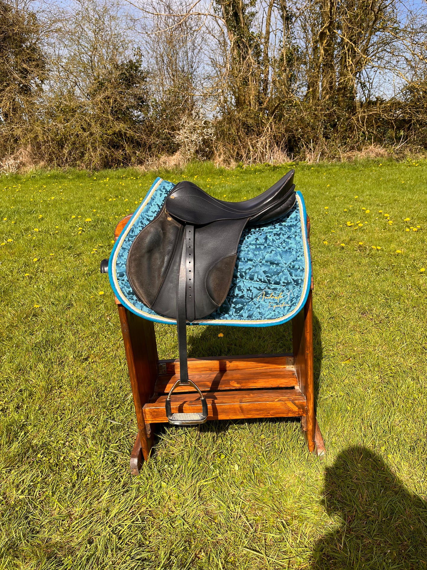 Teal Velvet Saddle Pad & Fly Bonnet Set