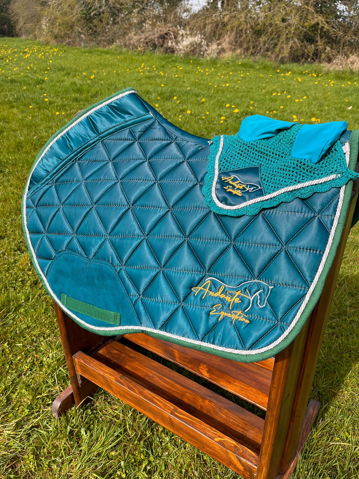 Emerald Green Satin Saddle Pad