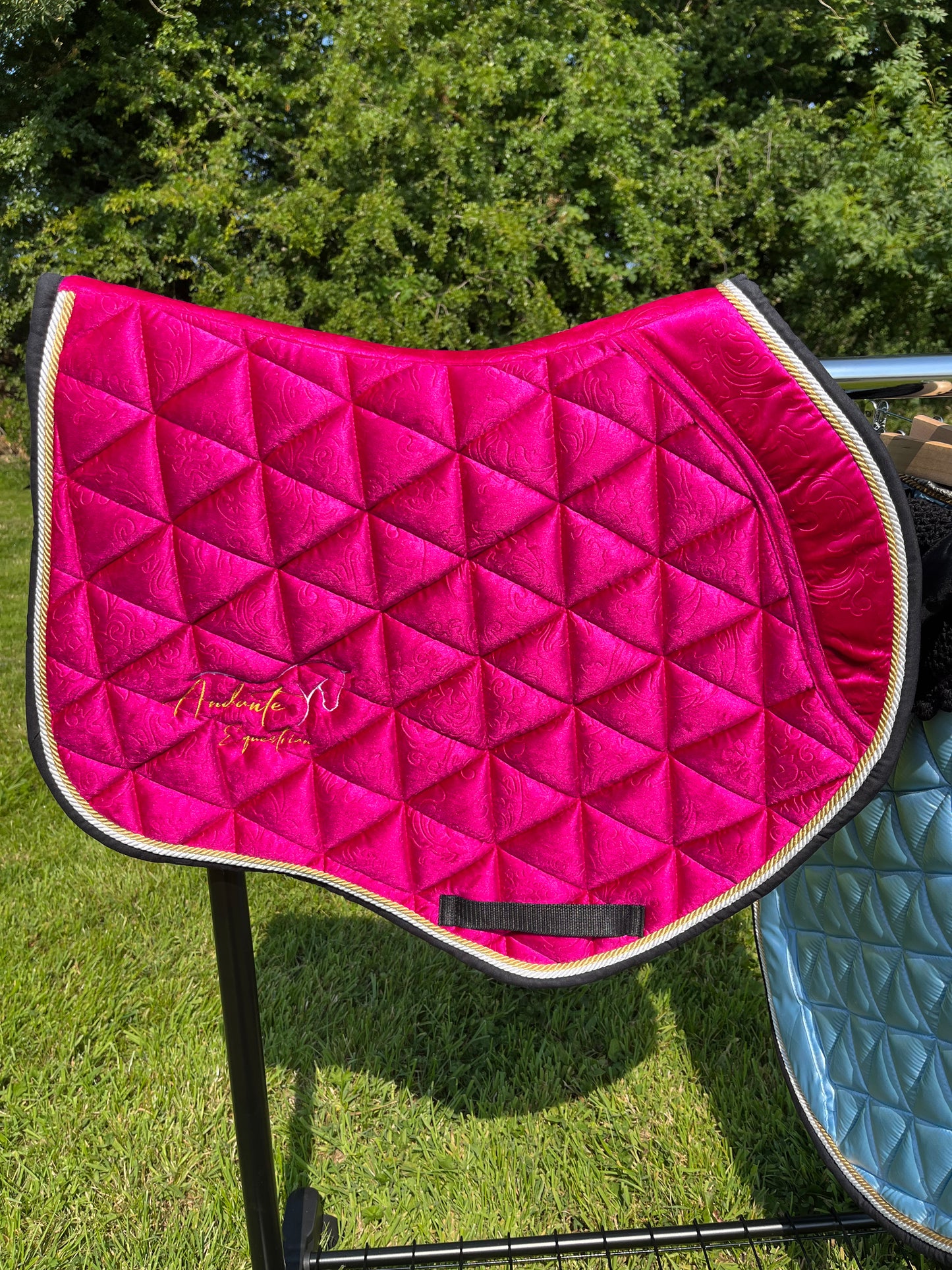 Magenta Pink Velvet Saddle Pad