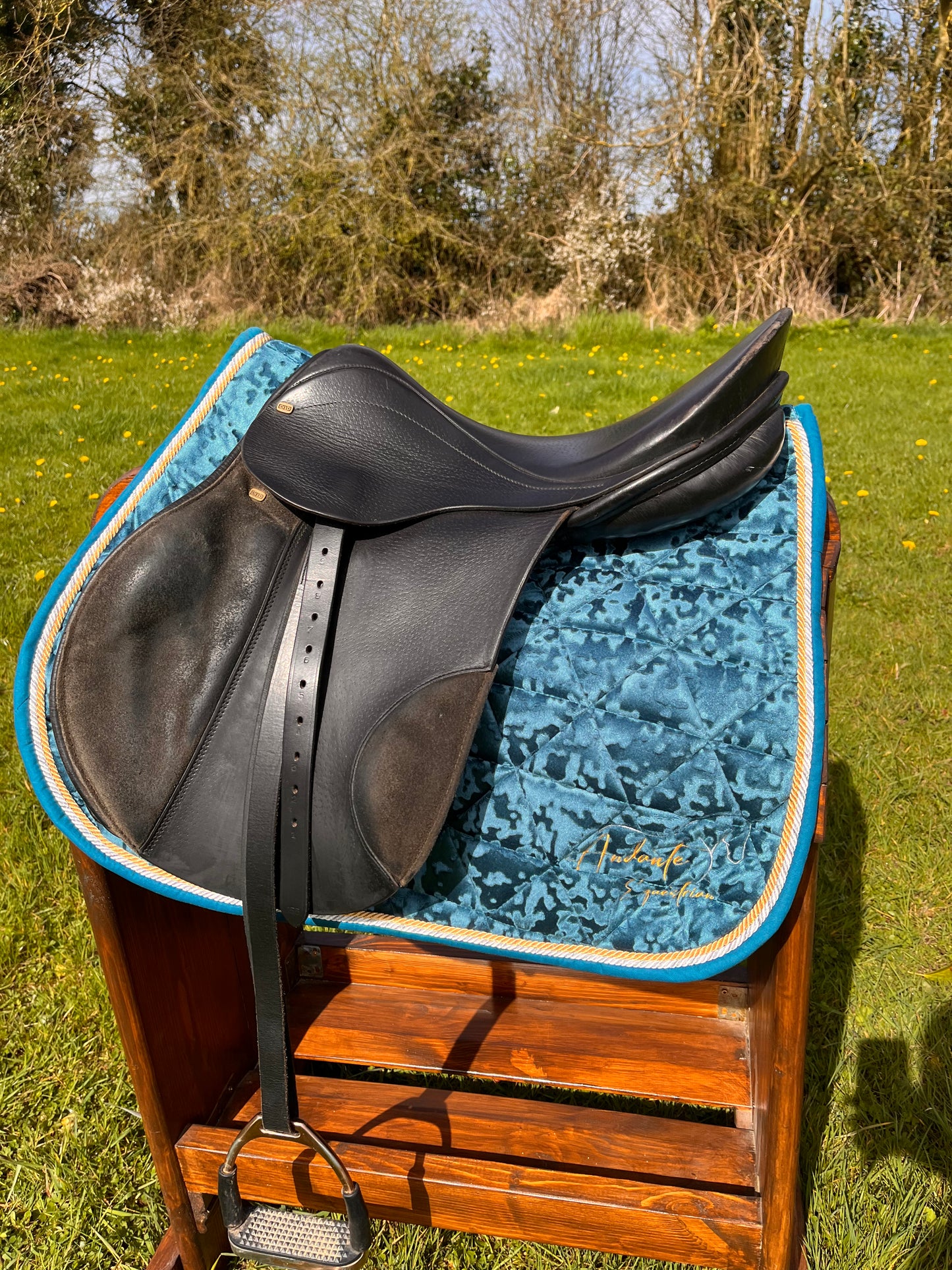 Teal Velvet Saddle Pad & Fly Bonnet Set